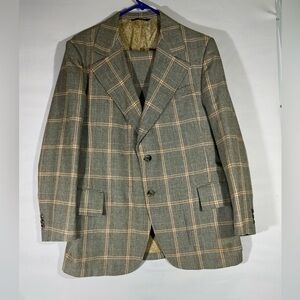 VTG 70’s M GLADSTEIN MENS SUIT GLEN PLAID PATTERN PANTS 36x29.5” JACKET NO SIZE